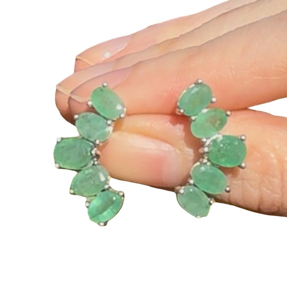 Nordstrom Jewelry - 14k White Gold over Silver Emerald Earrings!